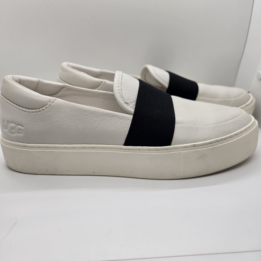 Ugg Shoes Women's 9 Chayze White Leather & Black Loafer Sneaker Y2k Chunky - Picture 5 of 14